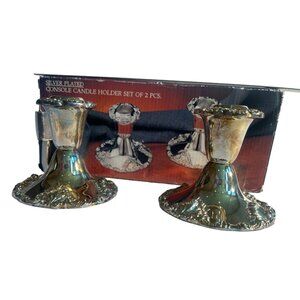 Godinger Silver Plated Candle Holder Set Of 2 NWB